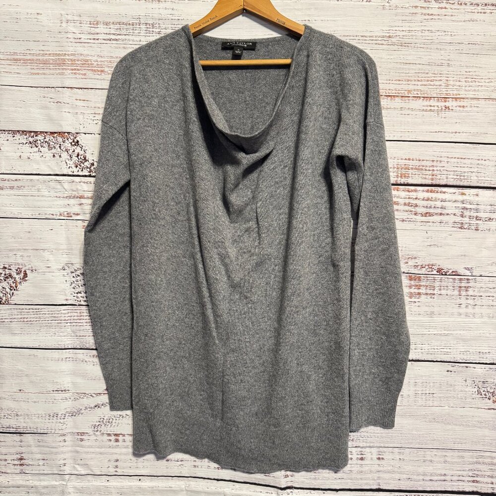 🎉😀CLEARANCE SALE!!😀🎉ANN TAYLOR Cashmere Gray Drape Neck Sweater